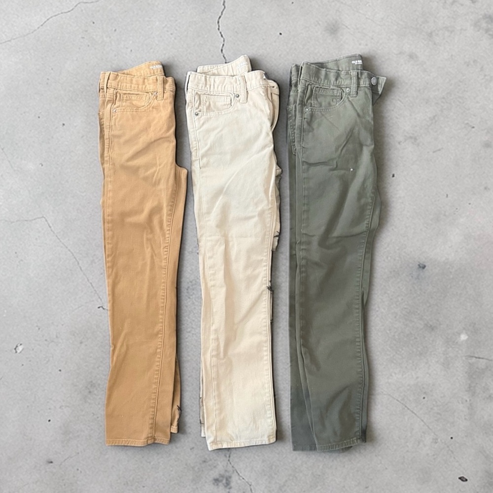 Boy’s Slim Straight Pants in Tan, Cream & Olive